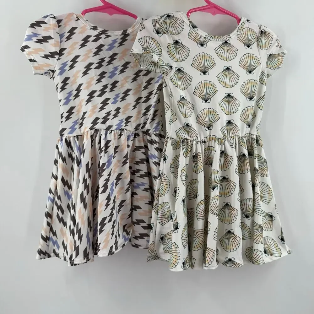 Dot Dot Smile Dress SZ 12/24 Months Bundle Set of 2 NWT Lightening Bolt Seashell